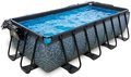 Bazén s krytom pieskovou filtráciou a tepelným čerpadlom Stone pool Exit Toys oceľová konštrukcia 400*200*100 cm šedý od 6 rokov