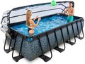 Bazén s krytom pieskovou filtráciou a tepelným čerpadlom Stone pool Exit Toys oceľová konštrukcia 400*200*100 cm šedý od 6 rokov