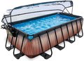 Bazén s krytom pieskovou filtráciou a tepelným čerpadlom Wood pool Exit Toys oceľová konštrukcia 400*200*100 cm hnedý od 6 rokov