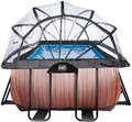 Bazén s krytom pieskovou filtráciou a tepelným čerpadlom Wood pool Exit Toys oceľová konštrukcia 400*200*100 cm hnedý od 6 rokov