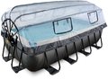 Bazén s krytom pieskovou filtráciou a tepelným čerpadlom Black Leather pool Exit Toys oceľová konštrukcia 400*200*100 cm čierny od 6 rokov