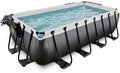 Bazén s krytom pieskovou filtráciou a tepelným čerpadlom Black Leather pool Exit Toys oceľová konštrukcia 400*200*100 cm čierny od 6 rokov
