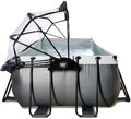 Bazén s krytom pieskovou filtráciou a tepelným čerpadlom Black Leather pool Exit Toys oceľová konštrukcia 400*200*100 cm čierny od 6 rokov