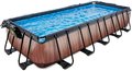 Bazén s krytom pieskovou filtráciou a tepelným čerpadlom Wood pool Exit Toys oceľová konštrukcia 540*250*100 cm hnedý od 6 rokov