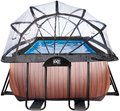 Bazén s krytom pieskovou filtráciou a tepelným čerpadlom Wood pool Exit Toys oceľová konštrukcia 540*250*100 cm hnedý od 6 rokov