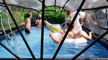 Bazén s krytom pieskovou filtráciou a tepelným čerpadlom Stone pool Exit Toys oceľová konštrukcia 540*250*100 cm šedý od 6 rokov