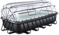 Bazén s krytom pieskovou filtráciou a tepelným čerpadlom Black Leather pool Exit Toys oceľová konštrukcia 540*250*100 cm čierny od 6 rokov