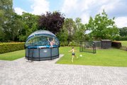Bazén s krytom pieskovou filtráciou a tepelným čerpadlom Stone pool Exit Toys kruhový oceľová konštrukcia 360*122 cm šedý od 6 rokov