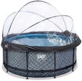 Bazén s krytom pieskovou filtráciou a tepelným čerpadlom Stone pool Exit Toys kruhový oceľová konštrukcia 360*122 cm šedý od 6 rokov