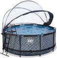 Bazén s krytom pieskovou filtráciou a tepelným čerpadlom Stone pool Exit Toys kruhový oceľová konštrukcia 360*122 cm šedý od 6 rokov