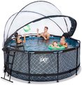 Bazén s krytom pieskovou filtráciou a tepelným čerpadlom Stone pool Exit Toys kruhový oceľová konštrukcia 360*122 cm šedý od 6 rokov
