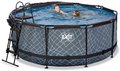 Bazén s krytom pieskovou filtráciou a tepelným čerpadlom Stone pool Exit Toys kruhový oceľová konštrukcia 360*122 cm šedý od 6 rokov