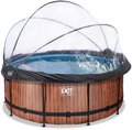 Bazén s krytom pieskovou filtráciou a tepelným čerpadlom Wood pool Exit Toys kruhový oceľová konštrukcia 360*122 cm hnedý od 6 rokov