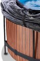Bazén s krytom pieskovou filtráciou a tepelným čerpadlom Wood pool Exit Toys kruhový oceľová konštrukcia 360*122 cm hnedý od 6 rokov