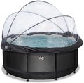 Bazén s krytom pieskovou filtráciou a tepelným čerpadlom Black Leather pool Exit Toys kruhový oceľová konštrukcia 360*122 cm čierny od 6 rokov