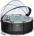 Bazén s krytom pieskovou filtráciou a tepelným čerpadlom Black Leather pool Exit Toys kruhový oceľová konštrukcia 360*122 cm čierny od 6 rokov