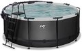 Bazén s krytom pieskovou filtráciou a tepelným čerpadlom Black Leather pool Exit Toys kruhový oceľová konštrukcia 360*122 cm čierny od 6 rokov