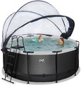 Bazén s krytom pieskovou filtráciou a tepelným čerpadlom Black Leather pool Exit Toys kruhový oceľová konštrukcia 360*122 cm čierny od 6 rokov