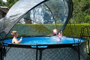 Bazén s krytom pieskovou filtráciou a tepelným čerpadlom Stone pool Exit Toys kruhový oceľová konštrukcia 427*122 cm šedý od 6 rokov