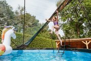 Bazén s krytom pieskovou filtráciou a tepelným čerpadlom Stone pool Exit Toys kruhový oceľová konštrukcia 427*122 cm šedý od 6 rokov