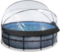 Bazén s krytom pieskovou filtráciou a tepelným čerpadlom Stone pool Exit Toys kruhový oceľová konštrukcia 427*122 cm šedý od 6 rokov