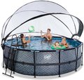Bazén s krytom pieskovou filtráciou a tepelným čerpadlom Stone pool Exit Toys kruhový oceľová konštrukcia 427*122 cm šedý od 6 rokov
