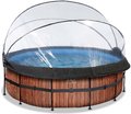 Bazén s krytom pieskovou filtráciou a tepelným čerpadlom Wood pool Exit Toys kruhový oceľová konštrukcia 427*122 cm hnedý od 6 rokov