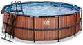 Bazén s krytom pieskovou filtráciou a tepelným čerpadlom Wood pool Exit Toys kruhový oceľová konštrukcia 427*122 cm hnedý od 6 rokov