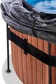 Bazén s krytom pieskovou filtráciou a tepelným čerpadlom Wood pool Exit Toys kruhový oceľová konštrukcia 427*122 cm hnedý od 6 rokov