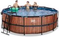Bazén s krytom pieskovou filtráciou a tepelným čerpadlom Wood pool Exit Toys kruhový oceľová konštrukcia 427*122 cm hnedý od 6 rokov