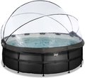 Bazén s krytom pieskovou filtráciou a tepelným čerpadlom Black Leather pool Exit Toys kruhový oceľová konštrukcia 427*122 cm čierny od 6 rokov
