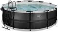 Bazén s krytom pieskovou filtráciou a tepelným čerpadlom Black Leather pool Exit Toys kruhový oceľová konštrukcia 427*122 cm čierny od 6 rokov