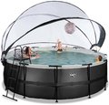 Bazén s krytom pieskovou filtráciou a tepelným čerpadlom Black Leather pool Exit Toys kruhový oceľová konštrukcia 427*122 cm čierny od 6 rokov