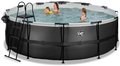 Bazén s krytom pieskovou filtráciou a tepelným čerpadlom Black Leather pool Exit Toys kruhový oceľová konštrukcia 427*122 cm čierny od 6 rokov