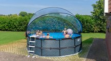 Bazén s krytom a pieskovou filtráciou Stone pool Exit Toys kruhový oceľová konštrukcia 450*122 cm šedý od 6 rokov