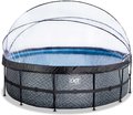 Bazén s krytom pieskovou filtráciou a tepelným čerpadlom Stone pool Exit Toys kruhový oceľová konštrukcia 450*122 cm šedý od 6 rokov