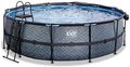 Bazén s krytom pieskovou filtráciou a tepelným čerpadlom Stone pool Exit Toys kruhový oceľová konštrukcia 450*122 cm šedý od 6 rokov