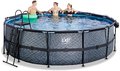 Bazén s krytom pieskovou filtráciou a tepelným čerpadlom Stone pool Exit Toys kruhový oceľová konštrukcia 450*122 cm šedý od 6 rokov