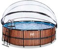 Bazén s krytom pieskovou filtráciou a tepelným čerpadlom Wood pool Exit Toys kruhový oceľová konštrukcia 450*122 cm hnedý od 6 rokov
