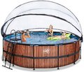 Bazén s krytom pieskovou filtráciou a tepelným čerpadlom Wood pool Exit Toys kruhový oceľová konštrukcia 450*122 cm hnedý od 6 rokov