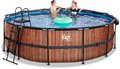 Bazén s krytom pieskovou filtráciou a tepelným čerpadlom Wood pool Exit Toys kruhový oceľová konštrukcia 450*122 cm hnedý od 6 rokov