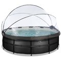 Bazén s krytom pieskovou filtráciou a tepelným čerpadlom Black Leather pool Exit Toys kruhový oceľová konštrukcia 450*122 cm čierny od 6 rokov