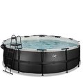Bazén s krytom pieskovou filtráciou a tepelným čerpadlom Black Leather pool Exit Toys kruhový oceľová konštrukcia 450*122 cm čierny od 6 rokov