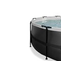 Bazén s krytom pieskovou filtráciou a tepelným čerpadlom Black Leather pool Exit Toys kruhový oceľová konštrukcia 450*122 cm čierny od 6 rokov