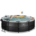 Bazén s krytom pieskovou filtráciou a tepelným čerpadlom Black Leather pool Exit Toys kruhový oceľová konštrukcia 450*122 cm čierny od 6 rokov