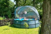 Bazén s krytom pieskovou filtráciou a tepelným čerpadlom Stone pool Exit Toys kruhový oceľová konštrukcia 488*122 cm šedý od 6 rokov