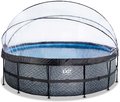 Bazén s krytom pieskovou filtráciou a tepelným čerpadlom Stone pool Exit Toys kruhový oceľová konštrukcia 488*122 cm šedý od 6 rokov