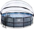Bazén s krytom pieskovou filtráciou a tepelným čerpadlom Stone pool Exit Toys kruhový oceľová konštrukcia 488*122 cm šedý od 6 rokov