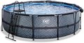 Bazén s krytom pieskovou filtráciou a tepelným čerpadlom Stone pool Exit Toys kruhový oceľová konštrukcia 488*122 cm šedý od 6 rokov
