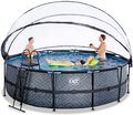 Bazén s krytom pieskovou filtráciou a tepelným čerpadlom Stone pool Exit Toys kruhový oceľová konštrukcia 488*122 cm šedý od 6 rokov